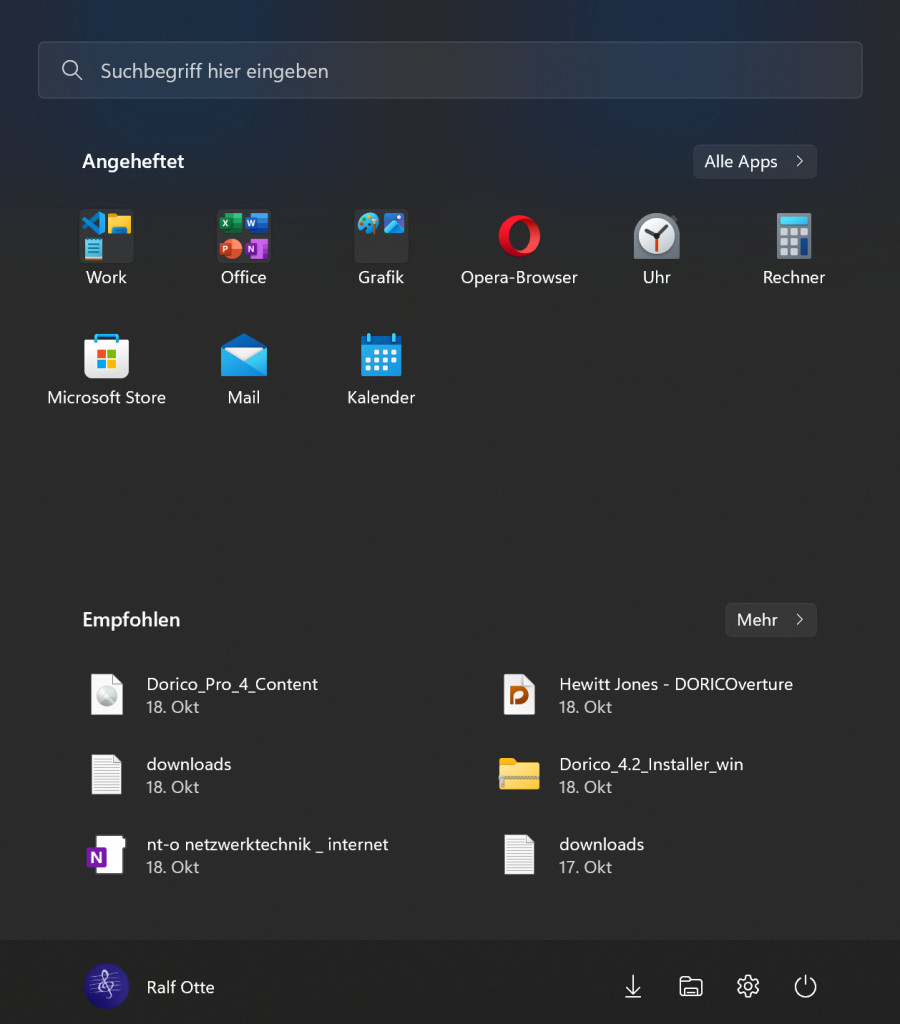 Startmenü in Windows 11
